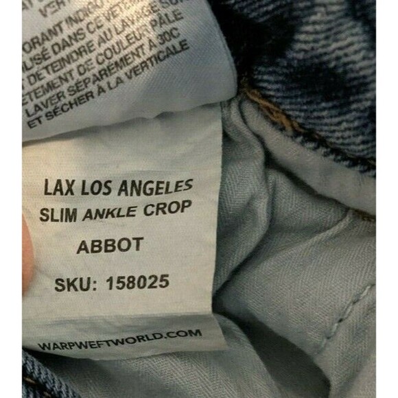 Warp & Weft LAX Jeans Womens 26 Slim Ankle Crop Skinny Distressed Ripped Abbot - Picture 15 of 15